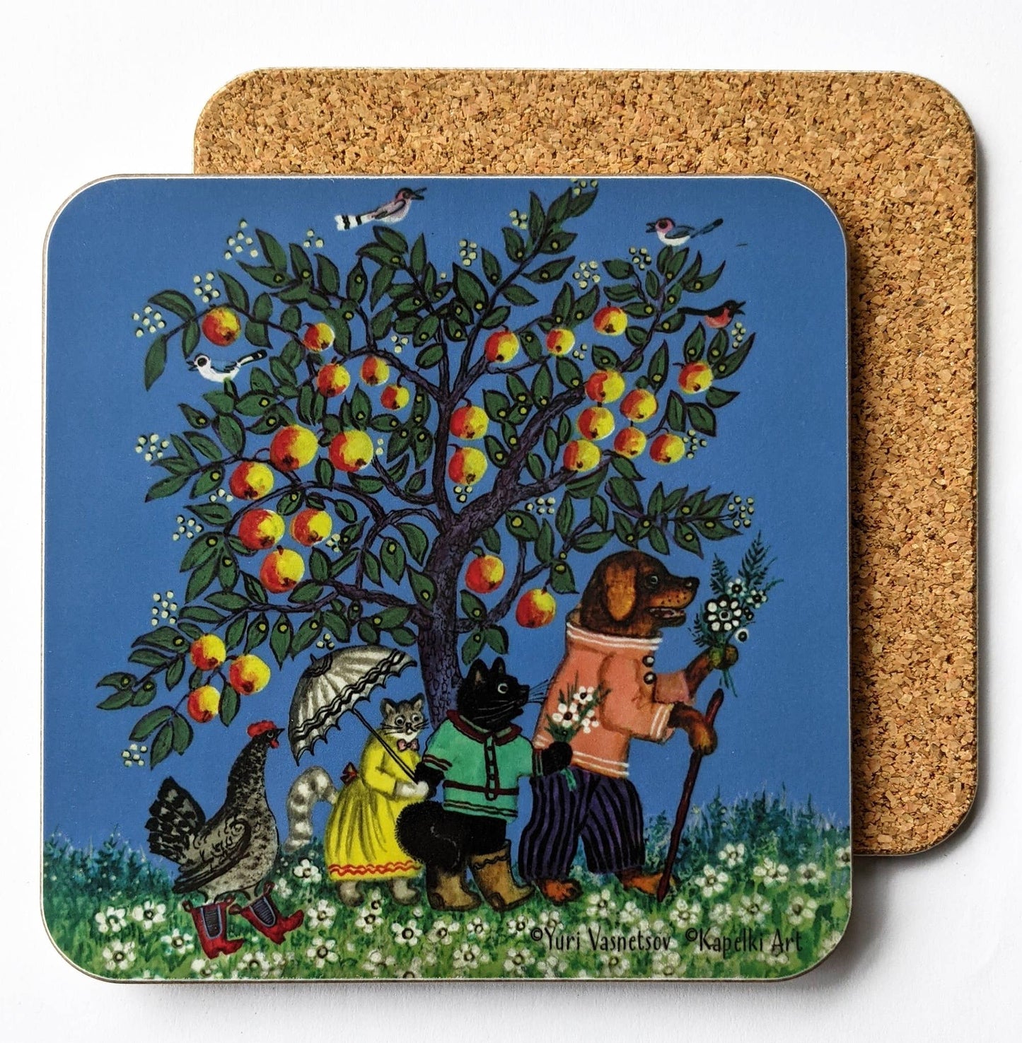 Animals under Apple Tree | Cork coaster
