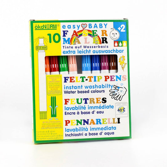 Easy Baby Felt Tip Pens, 5 mm, easy to wash out - 10 colours
